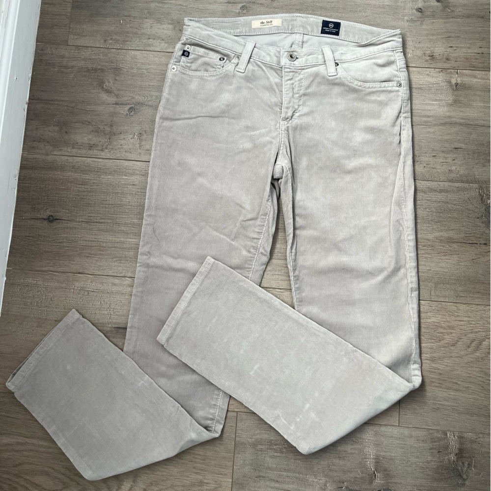 AG Adriano Goldschmied the Stilt cigarette leg corduroy pants in beige